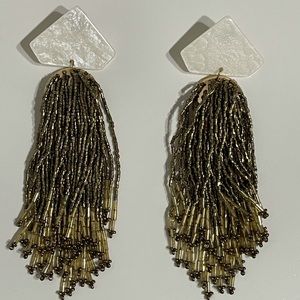 Statement Earrings - Nacar & gold beaded